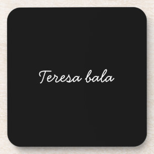 Trendy Monogram Modern Black Script Name Beverage Coaster