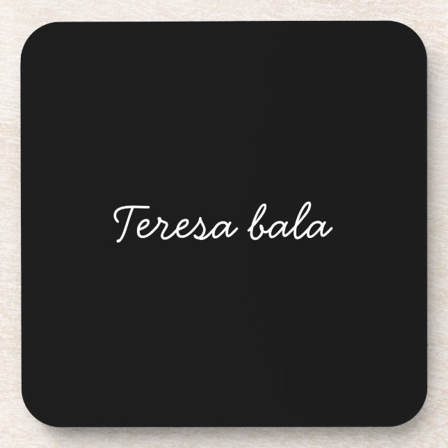 Trendy Monogram Modern Black Script Name Beverage Coaster (Front)