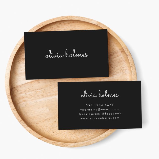 Trendy Monogram | Modern Black Script Name Business Card (Creator Uploaded)