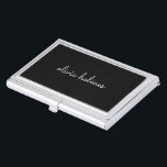 Trendy Monogram | Modern Black Script Name Business Card Case<br><div class="desc">A simple stylish custom monogram design in an informal casual handwritten script typography in striking monochrome black and white. The monogram can easily be personalized to make a design as unique as you are! The perfect trendy bespoke gift or accessory for any occasion.</div>