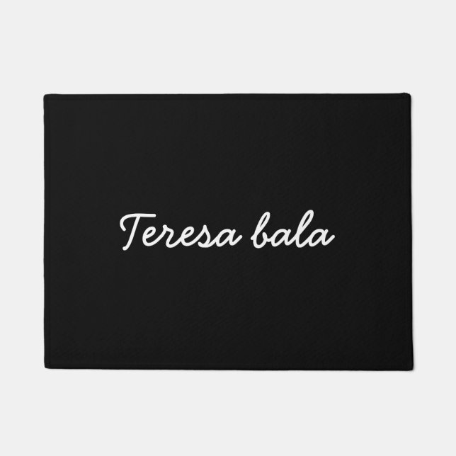Trendy Monogram Modern Black Script Name Doormat (Front)