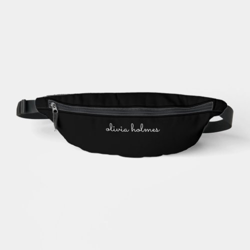 Trendy Monogram  Modern Black Script Name Fanny Pack