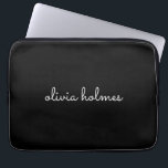 Trendy Monogram | Modern Black Script Name Laptop Sleeve<br><div class="desc">A simple stylish custom monogram design in an informal casual handwritten script typography in striking monochrome black and white. The monogram can easily be personalized to make a design as unique as you are! The perfect trendy bespoke gift or accessory for any occasion.</div>