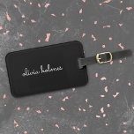 Trendy Monogram | Modern Black Script Name Luggage Tag<br><div class="desc">A simple stylish custom monogram design in an informal casual handwritten script typography in striking monochrome black and white. The monogram can easily be personalized to make a design as unique as you are! The perfect trendy bespoke gift or accessory for any occasion.</div>