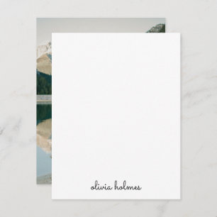 Trendy Monogram Modern Black Script Name Photo Note Card