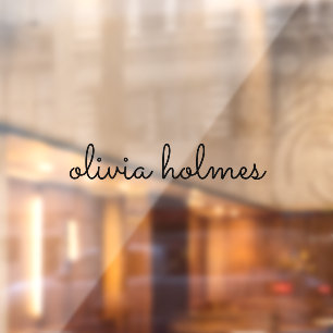 Trendy Monogram Modern Black Script Nameplate Window Cling