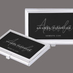 Trendy Monogram Modern Personalized With Name Business Card Case<br><div class="desc">Make a powerful statement of professionalism with our Professional Elegant Modern Personalized With Name Black Business Card Case. This meticulously crafted case is designed to reflect your unique style while exuding sophistication and contemporary charm. Personalized with your name, it adds a personalized touch that sets your networking efforts apart. With...</div>
