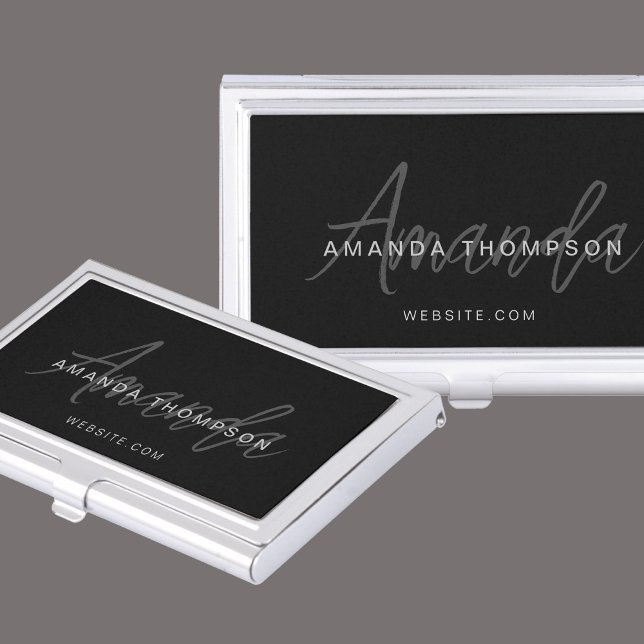 Trendy Monogram Modern Personalized With Name Business Card Case (Creator Uploaded)