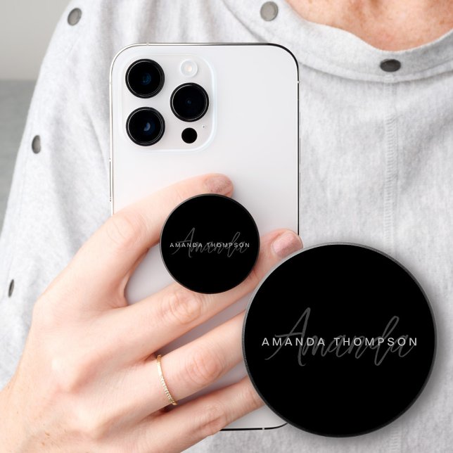 Trendy Monogram Modern Personalized With Name  PopSocket (Creator Uploaded)