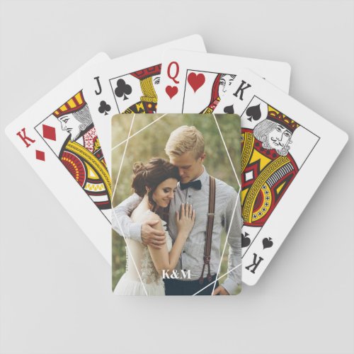 Trendy Monogram Personalized Photo Playing Cards