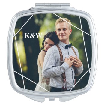 Trendy Monogram Photo Compact Mirror by heartlocked at Zazzle