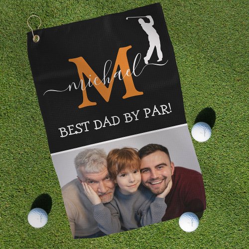 Trendy Monogram  Photo Fathers Day Gift Golf Towe Golf Towel