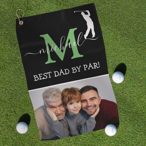 Trendy Monogram  Photo Fathers Day Gift Golf Towel