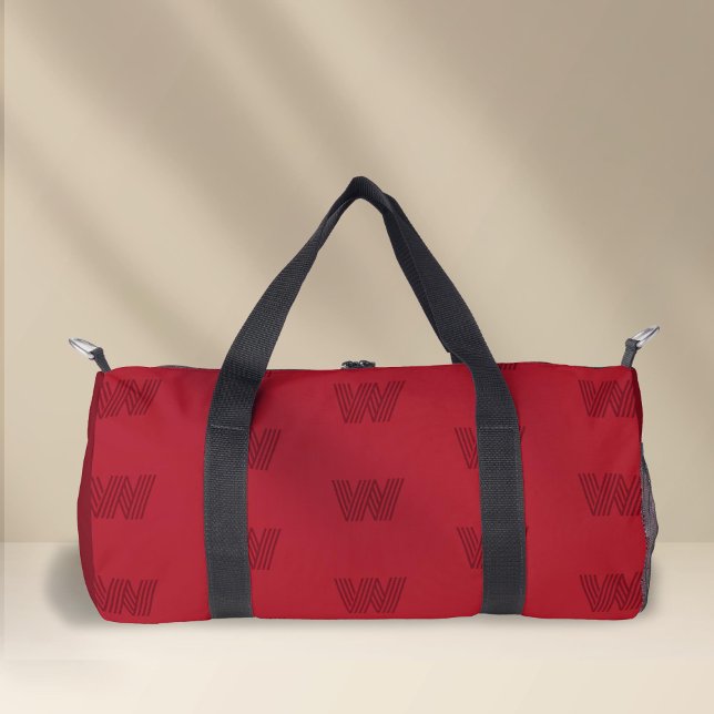 Trendy monogram, red duffle bag (Red monogram duffel bag.)
