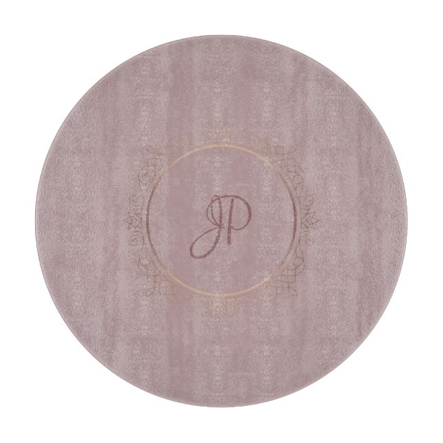 Trendy Monogram Rose Gold Elegant Template Cutting Board (Front)