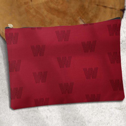 Trendy monogram simple modern red monogrammed  accessory pouch