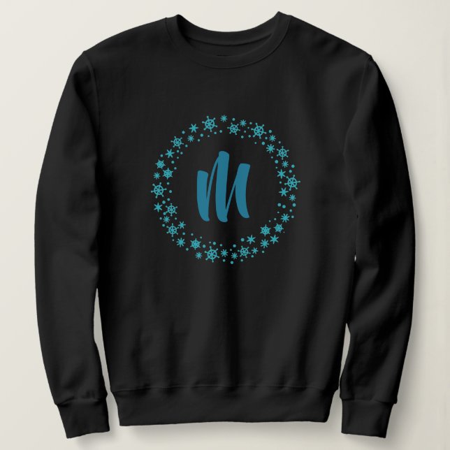 Trendy Monogram Snowflake Sweatshirt (Design Front)