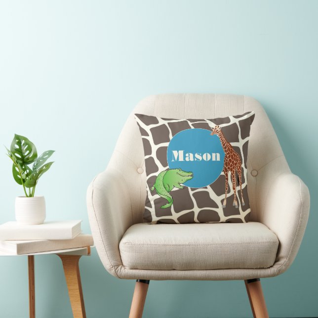 Trendy Monogram Stylized Giraffe Pattern Pillow (Chair)