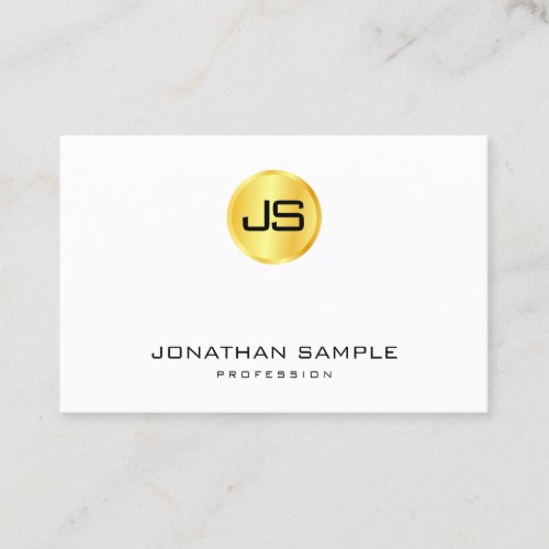 Trendy Monogram Template Gold Look White Modern Business Card