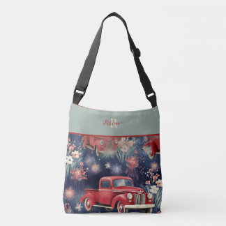 Trendy Monogram Vintage Red Truck Crossbody Bag