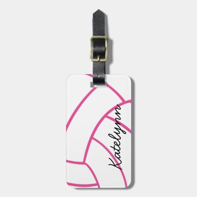 Trendy Monogram Volleyball Luggage Tag (Front Vertical)