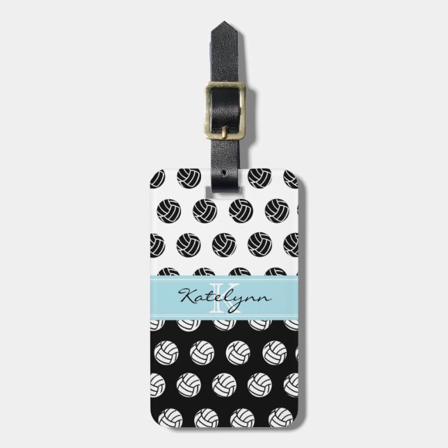 Trendy Monogram Volleyball Luggage Tag (Front Vertical)