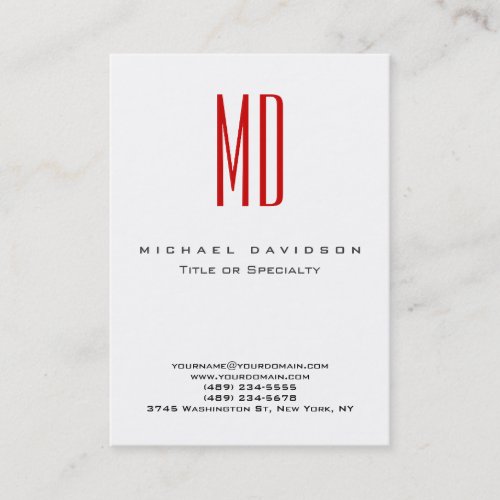 Trendy Monogram White Red Business Card