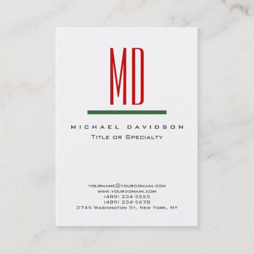 Trendy Monogram White Red Green Business Card