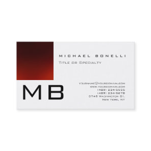 Trendy Monogram White Red Stripe Business Card