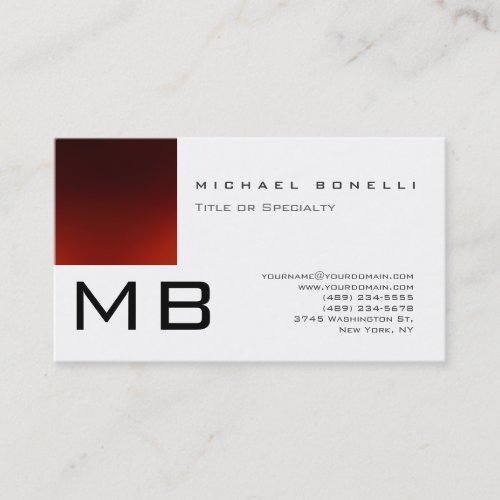 Trendy Monogram White Red Stripe Business Card