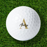 Trendy Monogram with Script Name Overlay Golf Balls