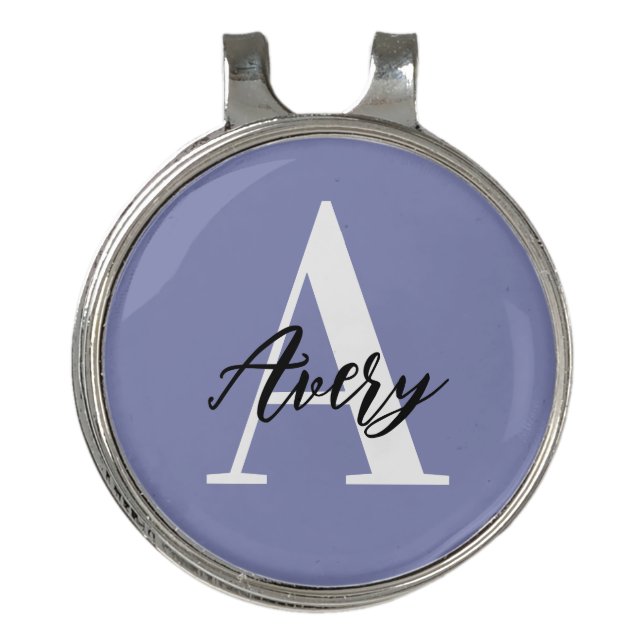 Trendy Monogram with Script Name Overlay Golf Hat Clip (Front)