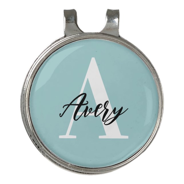 Trendy Monogram with Script Name Overlay Golf Hat Clip (Front)