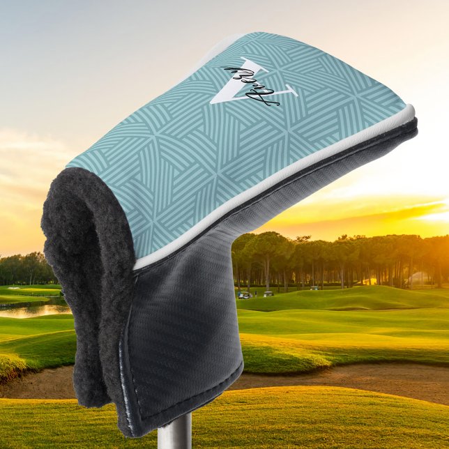 Trendy Monogram with Script Name Overlay Golf Head Cover (Creator Uploaded)