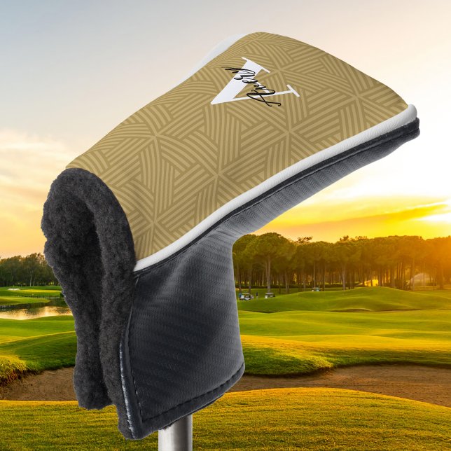Trendy Monogram with Script Name Overlay Golf Head Cover (Creator Uploaded)