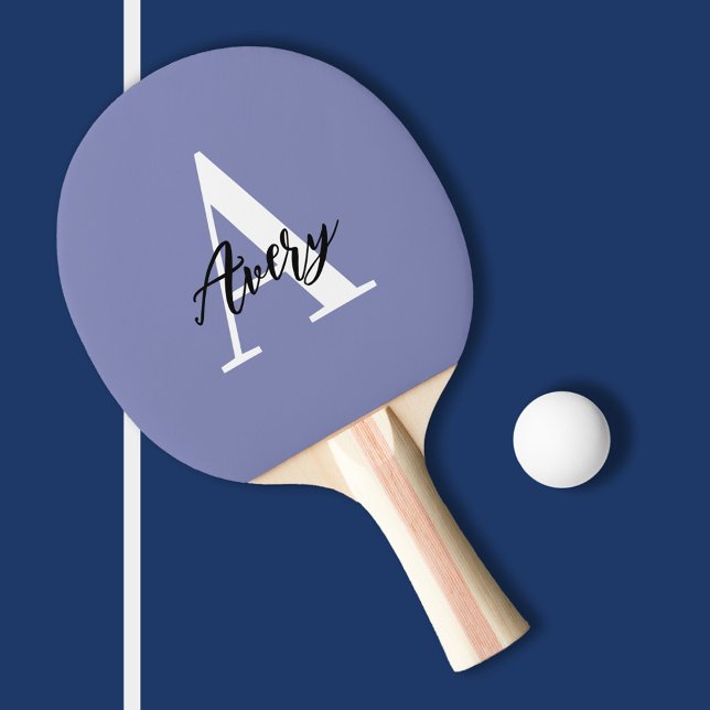 Trendy Monogram with Script Name Overlay Ping Pong Paddle (Creator Uploaded)