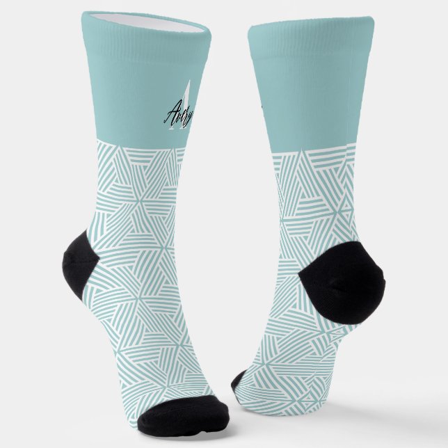 Trendy Monogram with Script Name Overlay Socks (Angled)