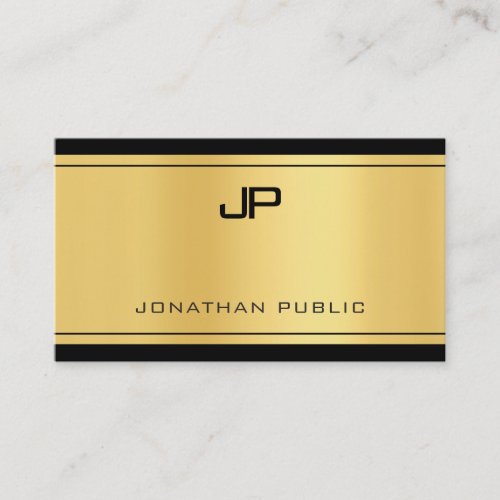 Trendy Monogrammed Black Gold Look Elegant Modern Business Card