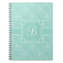 Trendy Monogrammed Mint Green Diamond Pattern