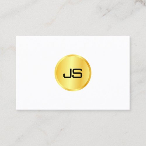 Trendy Monogrammed Template Gold Look White Business Card