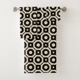 Trendy Mosaic Black & Beige Geometric Pattern