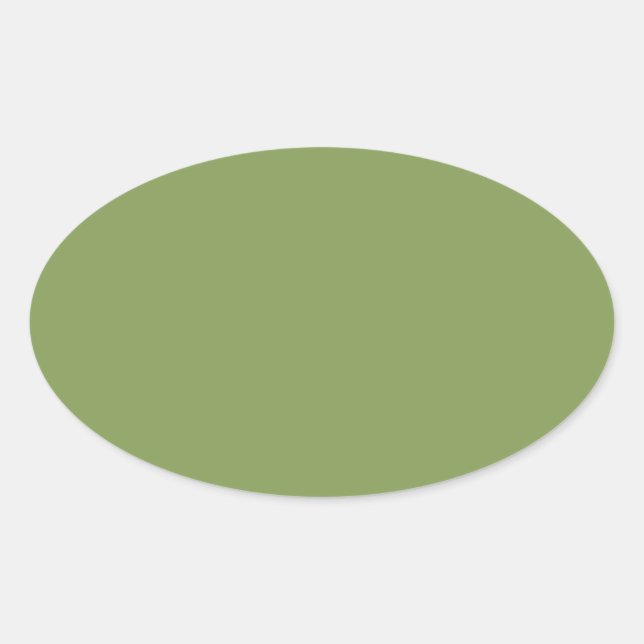 Trendy Moss Green Background Color Customize this Oval Sticker (Front)