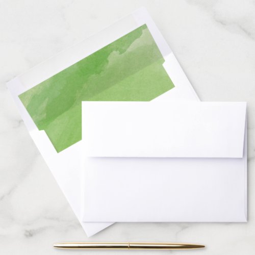 Trendy Moss Green Watercolor Wedding  Envelope Liner