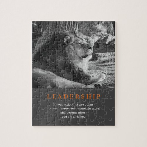 Trendy Motivational Leadership Lion Black  White Jigsaw Puzzle