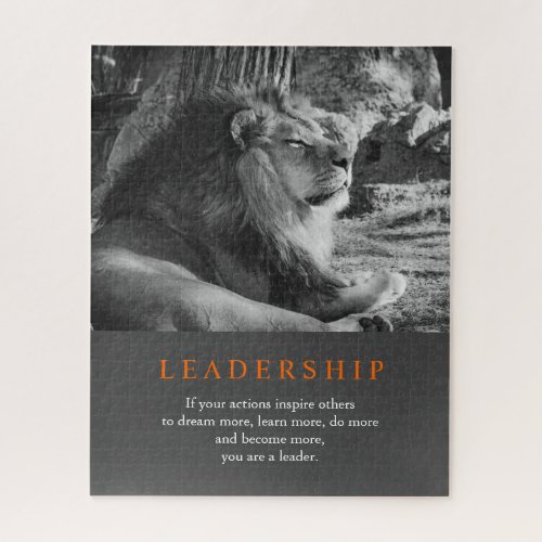 Trendy Motivational Leadership Lion Black  White Jigsaw Puzzle