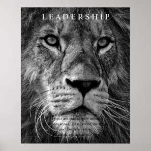 Trendy Motivational Leadership Lion Black & White Poster