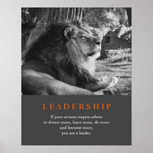 Trendy Motivational Leadership Lion Black & White Poster