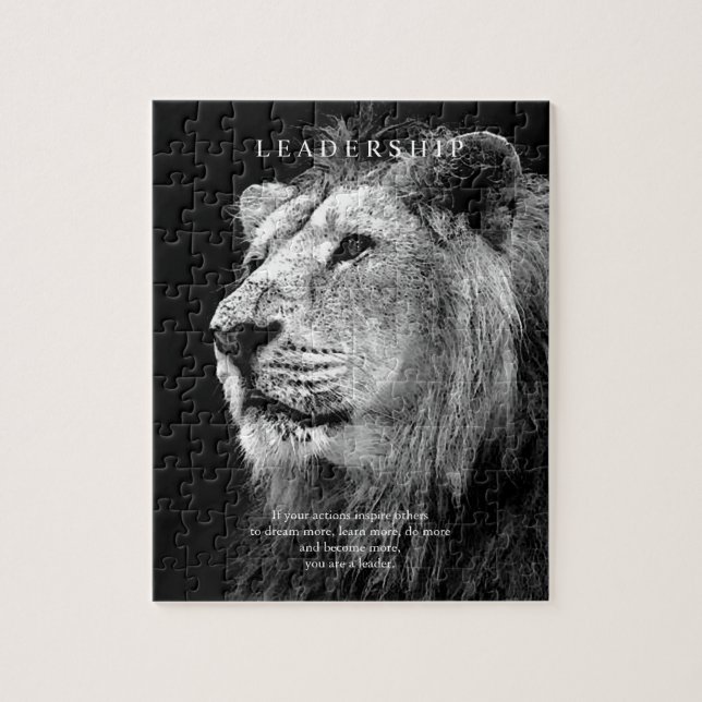 Trendy Motivational Leadership Lion Jigsaw Puzzle (Vertical)