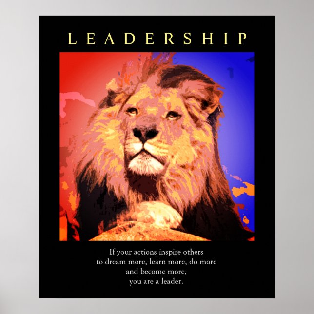Trendy Motivational Leadership Lion Pop Art Poster (Front)