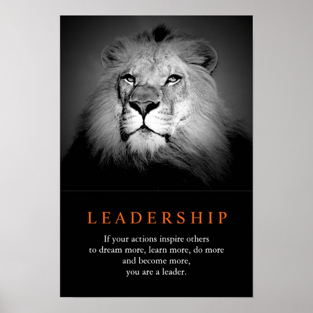 Trendy Motivational Leadership Lion Poster (Front)
